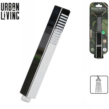 Preview: Wasserspar-Handbrause eckig - Anti-Kalk-Funktion & 40% Wasserersparnis - ABS/POM Kunststoff, Silber - Einfache Montage, optimales Duscherlebnis