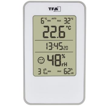 Preview: Digitales Thermo-/Hygrometer für Innenräume - Komfortzonen-Anzeige, präzise Messung von Temperatur & Luftfeuchtigkeit (10-99% / -10-60°C) - Grosses Display