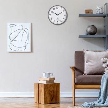 Preview: Analoge Funk-Wanduhr Ø 30 cm - präzise Zeitanzeige mit automat. Sommer/Winterzeit Umstellung - Schwarz/Weiss batteriebetrieben für alle Räume