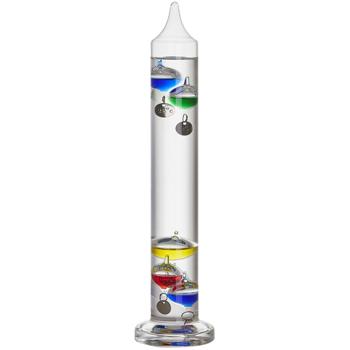 Galileo Thermometer Flüssigkeitsthermometer aus Glas - Präzise Temperaturanzeige 18-26°C - 33cm Höhe, bunte Kugeln, für Wohnzimmer & Büro