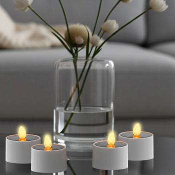 Preview: 4er-Set Solar-LED-Teelichter – wetterfest (IP44), mit Dämmerungssensor & warmweissen Licht – kabellos, energiesparend & ideal für Garten, Balkon & Deko