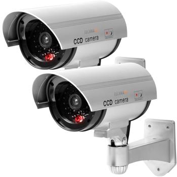 2er-Set Realistische Überwachungskamera Attrappe: Signal-LED, Dummy, Grau, 17x21x8cm – Einfache Montage, abschreckende Wirkung für mehr Sicherheit