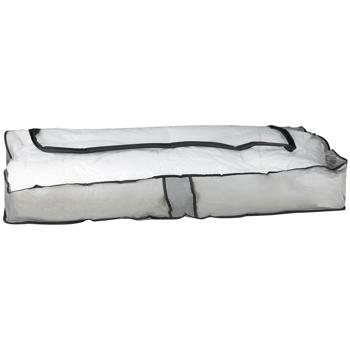 Preview: 2er-Set Unterbettkommode transparent – Staub- & Mottenschutz für Kleidung/Bettwäsche – 102x45x15cm – faltbar mit Griffen & Reissverschluss