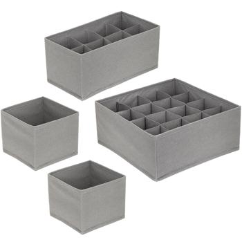 Preview: Schubladenorganizer 8er-Set grau - Modulares Ordnungssystem für Schränke, Kommoden, Kosmetikschränke - Schutz vor Kratzern - 8 Einteiler