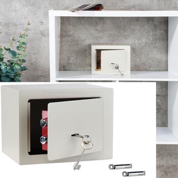 Robuster Möbeltresor in Weiss, 23 x 17 x 17 cm mit 2 Schlüsseln – Diskret, Kompakt & sicherer Schutz für Ihre Wertsachen