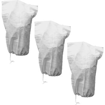 Preview: 3er-Set Pflanzenschutzsack 110x150 cm - Frostschutz Vlies extra stark 50g/m², Winterschutz-Haube mit Zugkordel für Ihre Pflanzen