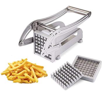 Pommes- & Gemüseschneider Edelstahl - Hausgemachte Pommes frites & Gemüsesticks - 2 Schneidegitter (9x9mm, 12x12mm) - Spülmaschinenfest & platzsparend