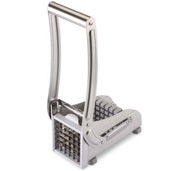 Preview: Pommes- & Gemüseschneider Edelstahl - Hausgemachte Pommes frites & Gemüsesticks - 2 Schneidegitter (9x9mm, 12x12mm) - Spülmaschinenfest & platzsparend