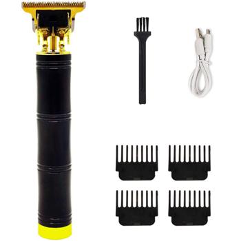Profi Akku Bart- und Haarschneider, Barttrimmer, Barber Rasierer, Präzisionstrimmer, 5W, inkl. 5 Aufsätzen, schwarz/gold