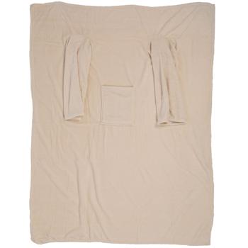 Flauschig-weiche Kuscheldecke mit Ärmeln, beige, für gemütliche Stunden, Fernsehabende, Lesen & mehr