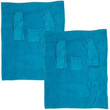 2er-Set Flauschig-weiche Kuscheldecke mit Ärmeln, türkis, für gemütliche Stunden, Fernsehabende, Lesen & mehr