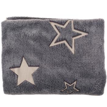 Preview: Gemütliche Fleece-Decke mit Leuchtsternen: 173x135cm, grau, maschinenwaschbar - Kuschelweiche Decke für entspannte Abende & Sternen-Träume