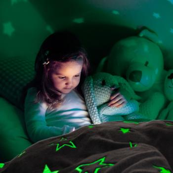 Preview: 2er Gemütliche Fleece-Decke mit Leuchtsternen: 173x135cm, grau, maschinenwaschbar - Kuschelweiche Decke für entspannte Abende & Sternen-Träume