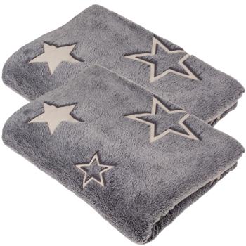 2er Gemütliche Fleece-Decke mit Leuchtsternen: 173x135cm, grau, maschinenwaschbar - Kuschelweiche Decke für entspannte Abende & Sternen-Träume