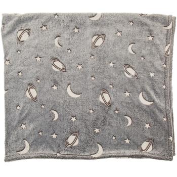 Preview: Kuscheldecke aus Fleece - Leuchtplaneten für Gemütlichkeit & Nachtlichtfunktion - 173x135cm, grau, waschbar - Inkl. Geschenkbox