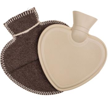 Wärmflasche Herzform Hirsch-Design - 600ml Kapazität - Ideal für kuschelige Wärme & Schmerzlinderung - Robustes Polyester braun/grau 27x24cm