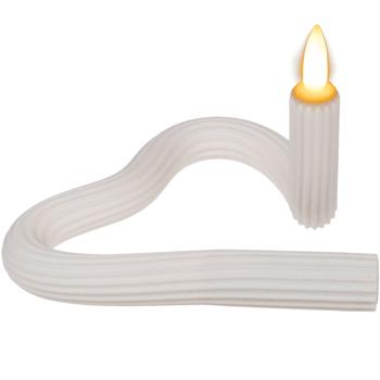 Preview: 2er-Set Flexible LED-Kerze weiss - täuschend echter Flackereffekt für romantische Wohlfühlatmosphäre - Akkubetrieb - USB-C wiederaufladbar - 8h Laufzeit