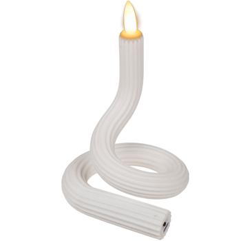 Preview: Flexible LED-Kerze weiss - Täuschend echter Flackereffekt - Akkubetrieb mit USB-C - Silikon formbar - Sicher, rauchfrei & geruchsneutral - 41x1.8cm warmweiss