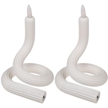 Preview: 2er-Set Flexible LED-Kerze weiss - täuschend echter Flackereffekt für romantische Wohlfühlatmosphäre - Akkubetrieb - USB-C wiederaufladbar - 8h Laufzeit