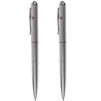 2er-Set Geheimstift mit UV-Licht - Unsichtbare Tinte für Geheimbotschaften, Kindergeburtstage & Krimispiele - Silber, 13cm Länge, inkl. Batterien & Clip
