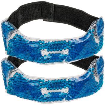 2er-Set Kalt-Warm Kopf-Kompresse mit Gelfüllung, blau - Lindert Kopfschmerzen & Verspannungen - Elastisch, BPA-frei, bis -18°C weich