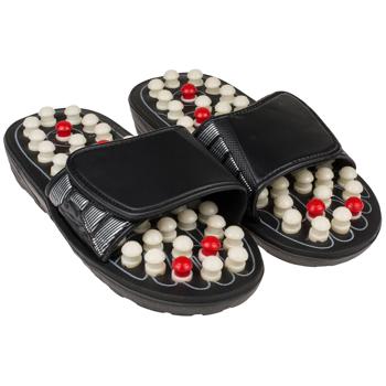 Massage Pantoffeln L - Wohltuende Fussreflexzonen-Massage jederzeit - Klettverschluss für individuellen Halt - Rutschhemmende Laufsohle - Ohne Strom