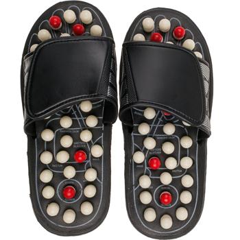 Preview: Massage Pantoffeln L - Wohltuende Fussreflexzonen-Massage jederzeit - Klettverschluss für individuellen Halt - Rutschhemmende Laufsohle - Ohne Strom