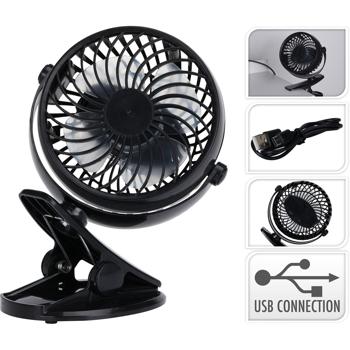 Preview: 2er-Set Mobiler Klemmventilator - 3 Modi - Akkubetrieb - USB-C Ladefunktion - Kompakter Tischventilator 17,5x13x9,7cm - Schwarz - 224g