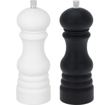 Preview: Salz-Pfeffer-Mühlen Set (manuell): Edles Design, langlebiges Aluminium-Mahlwerk - Schwarz-Weiss, 6x17,5 cm - Für Küche & Tisch