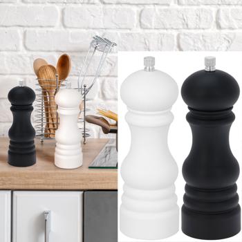 Salz-Pfeffer-Mühlen Set (manuell): Edles Design, langlebiges Aluminium-Mahlwerk - Schwarz-Weiss, 6x17,5 cm - Für Küche & Tisch