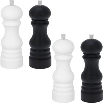 2er-Set Salz- und Pfeffermühle schwarz-weiss - Stufenlos einstellbares Alumahlwerk - Ideal für Küche, Kochen & Hobbyköche - Elegantes Design (6x17.5cm)