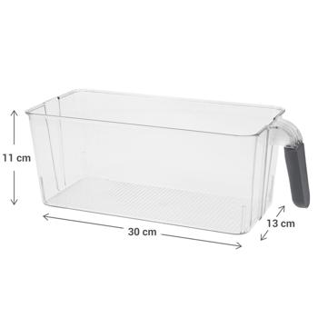 Preview: Kühlschrank Aufbewahrungsbox mit Griff - Optimiert Übersicht & Ordnung für Obst, Gemüse & Gläser - Hygienisch, PET-Kunststoff, 30x13x11 cm (290g)