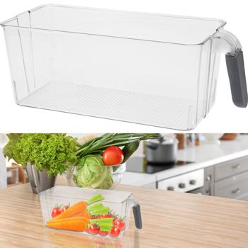 2er-Set Kühlschrank Aufbewahrungsbox mit Griff - Hygienisch transparent - Optimiert Ordnung & Hygiene, reduziert Schimmelsporen - 30x13x11 cm PET/Silikon