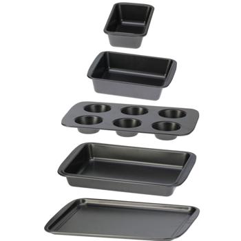 Backformen-Set Carbon-Stahl 5-teilig - Antihaftbeschichtung für einfaches Lösen & Reinigen - Kastenform-Muffinblech-Springform-Blechkuchenform