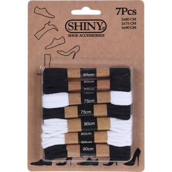 Schnürsenkel-Set 7 Stück - Schwarz & Weiss - 60-75-90 cm Länge - 100% Polyester Material - Robust & Langlebig für Alltag & Sport
