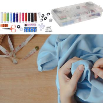 56-teiliges Nähset - kompakt für Zuhause & unterwegs - transparente Aufbewahrungsbox, inkl. Massband, Schere, Fingerhut, Nähgarn in 12 Farben