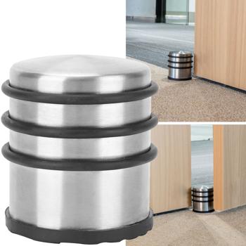 Massiver Tür Stopper aus Edelstahl mit Anti-Rutsch-Boden und Gummiringen, 1300 g, schwer und rutschfest, ohne Bohren