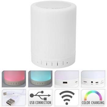 Preview: Kompakter Bluetooth Lautsprecher mit LED Licht - Ideal für unterwegs & Zuhause - Bluetooth 5.0 - TF Card AUX Micro-USB - Weiss - 5W Sound