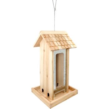 Preview: XL-Vogelhaus aus Tannenholz zum Aufhängen - Schutz vor Wind & Feuchtigkeit mit Plexiglasscheiben - Ideale Futterstelle 37.5x19x17.5cm - Für Garten