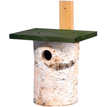 Preview: 2er-Set Nistkasten aus Birkenholz - ganzjähriger Unterschlupf für kleine Wildvögel - Bruthilfe & Winterheim - 30x21x18.5 cm - einfache Reinigung & Montage