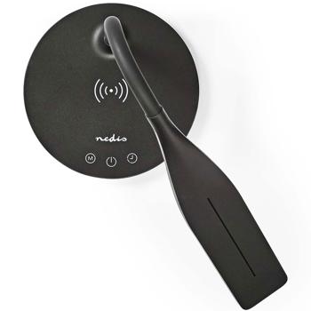 Preview: Dimmbare LED-Schreibtischlampe mit Qi-Ladegerät, 15W, schwarz – Kabellose Ladung & flexibles Licht für Ihren Arbeitsplatz