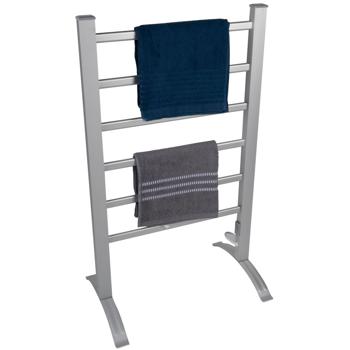 Preview: Elektrischer Handtuchtrockner aus Aluminium, weiss, 100 Watt, mit 6 Heizstäben, Inklusive Fussstütze und Wandhalterung, für wohlige wärme