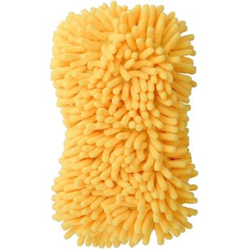 Preview: Auto-Reinigungsset für Lack, Felgen & Innenraum, 5-teilig, Mikrofaser – gelb, mit Tüchern, Handschuh, Schwamm & Bürste