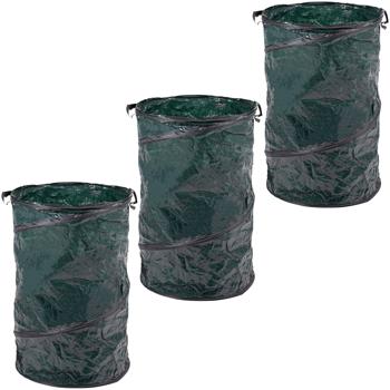 3er-Set Gartenabfallsäcke - Rasenschnitt & Gartenabfälle mühelos entsorgen - Ø 45x75 cm, robust, Tragegriffe, platzsparend faltbar