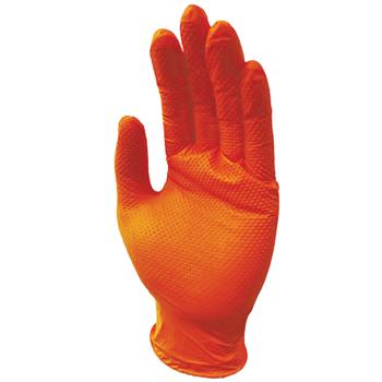 Nitrilkautschuk Handschuhe XL orange - 50 Stk. Einmalhandschuhe mit Diamantenstruktur - Schutz für Öl, Farbe, Reinigung & Grillgut - Lebensmittelkontakt geeignet