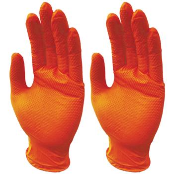Nitrilkautschuk Handschuhe 100 Stk. XL - Orange Einweghandschuhe mit Diamantenstruktur für sicheren Grip - Stabil, elastisch & lebensmittelecht