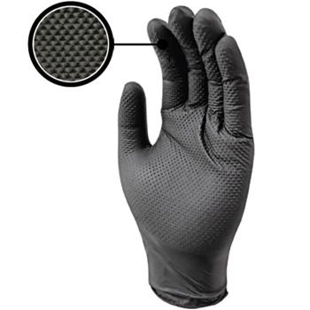 Preview: Nitrilkautschuk Handschuhe 100 Stk. Grösse M schwarz - Schutz vor Öl, Farbe, Schmutz - Diamantenstruktur für Grip - Stabil & Elastisch