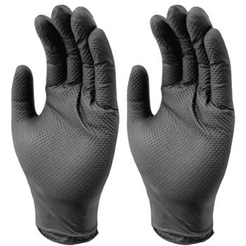 Nitrilkautschuk Handschuhe Diamantenstruktur XL - 100 Stk. (2x 50) Schwarz - Stabil, elastisch, für Lebensmittelkontakt, Grill, Hygiene, Reinigung