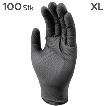 Preview: Nitrilkautschuk Handschuhe Diamantenstruktur XL - 100 Stk. (2x 50) Schwarz - Stabil, elastisch, für Lebensmittelkontakt, Grill, Hygiene, Reinigung
