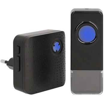 Preview: Kabelloses Türklingel-Set mit 58 Melodien, schwarz – IP55 wetterfest, LED Lichtsignal, einfache Installation & grosse Reichweite